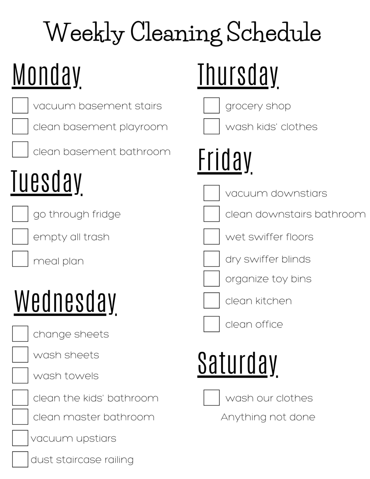 Simple Weekly Cleaning Schedule A Sprinkle Of Joy