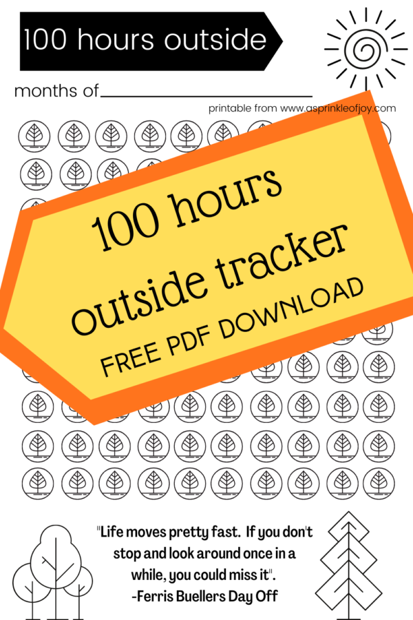 100 Hours Outside Tracker {Free Printable} - A Sprinkle of Joy